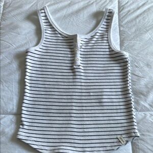 Striped White and Black Tank Top
